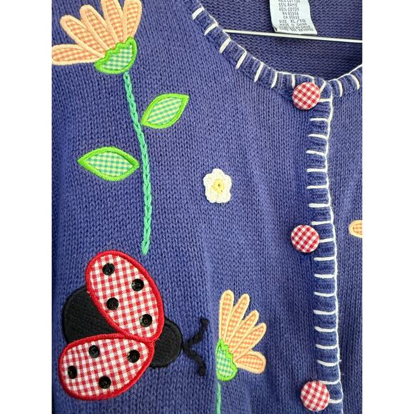 90s/Y2K Short Sleeve Ladybug Cardigan size XL - Picture 7 of 7